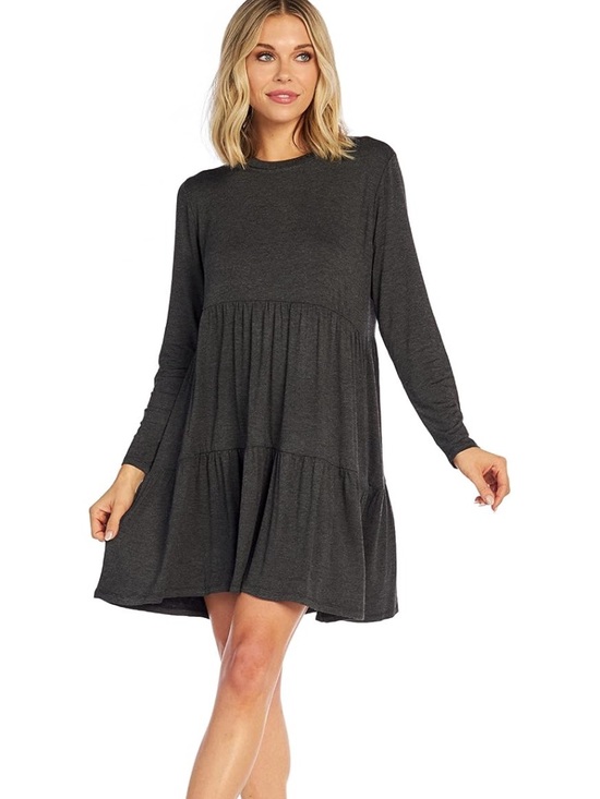 Mud Pie Dresses & Skirts - Mud Pie Minnie tiered gray boho swing dress size S NWT